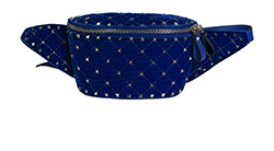 Valentino Spike Belt Bag, Velvet, Blue, DB, 3*